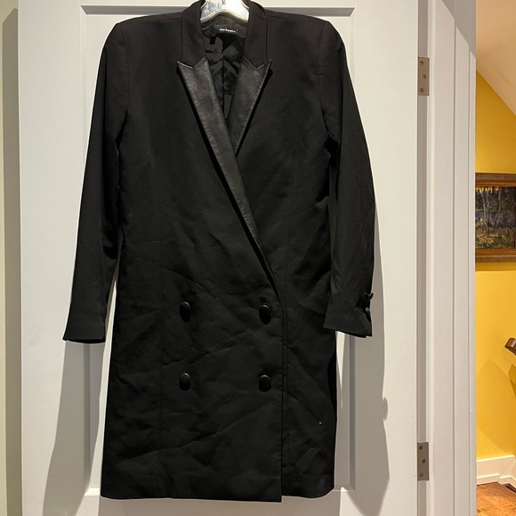 The Kooples Leather Trimmed Tuxedo Dress - Picture 5 of 12